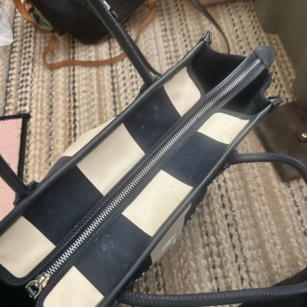 Kate Spade navy and Cream Vertical Stripe Tote - Picture 4 of 6